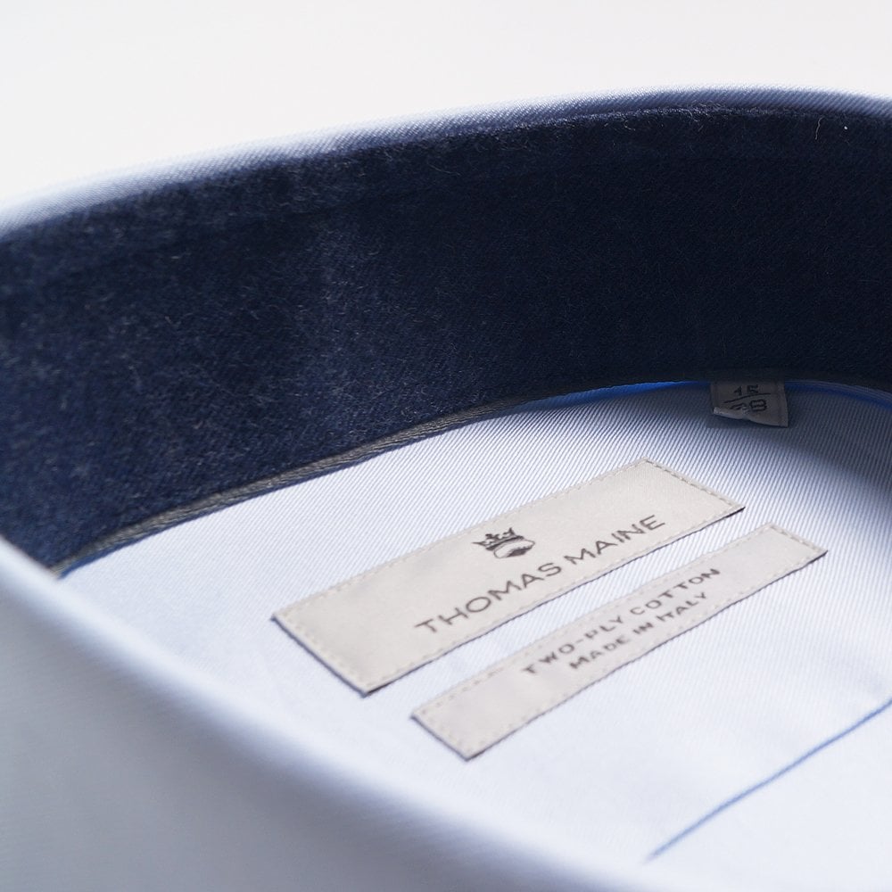 - Contrast Insert Shirt - Light Blue