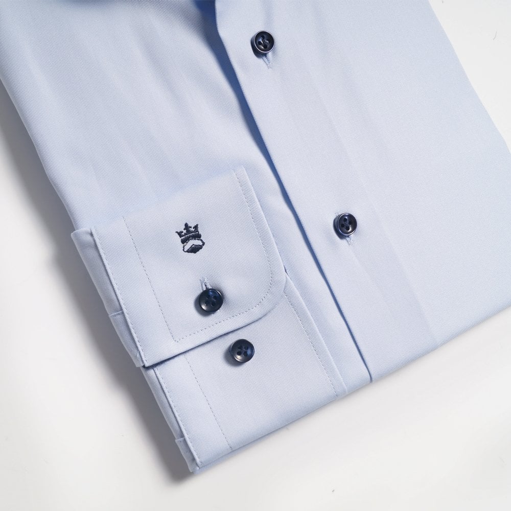 - Contrast Insert Shirt - Light Blue