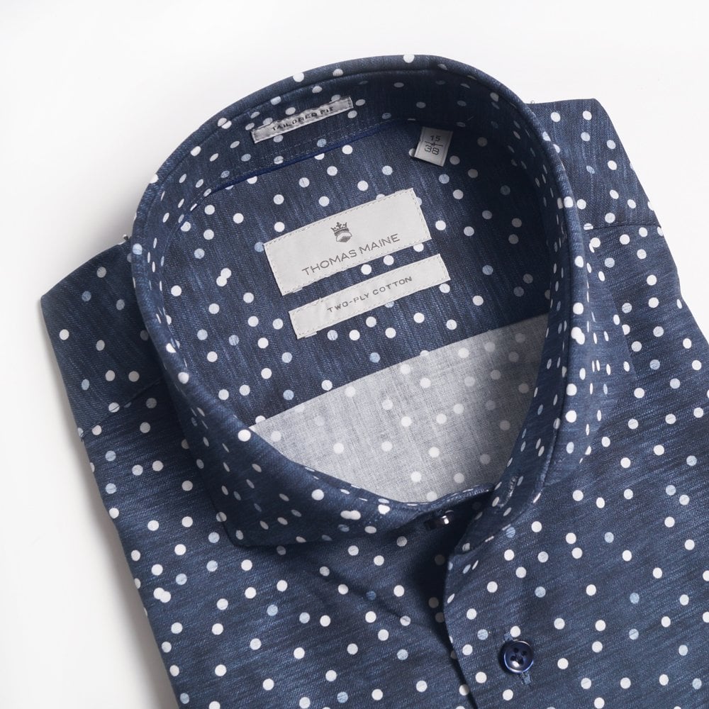 - Polka Dot Shirt - Navy