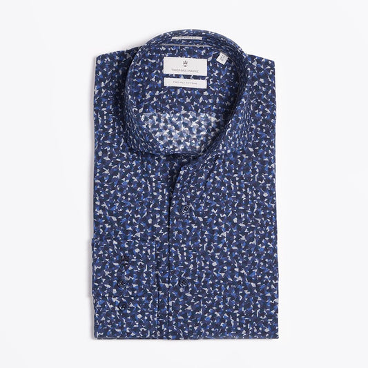 - Abstract Print Shirt - Navy