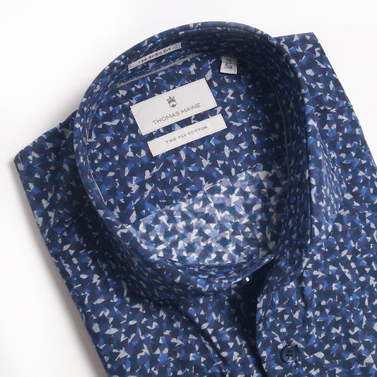 - Abstract Print Shirt - Navy