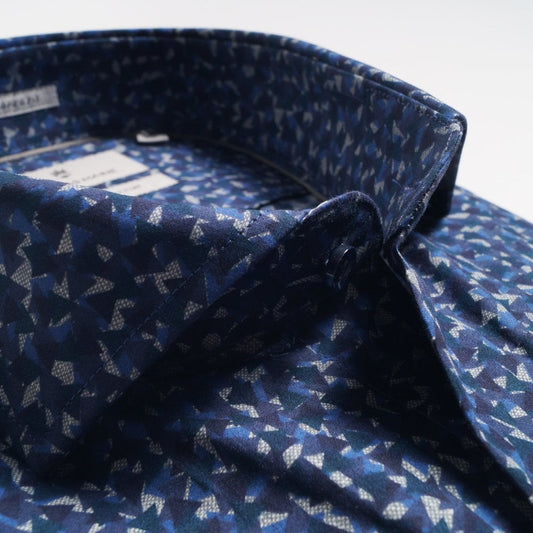 - Abstract Print Shirt - Navy