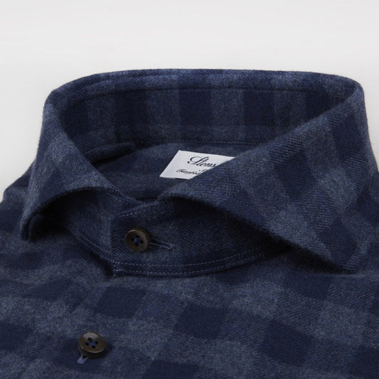 - Checked Flannel Shirt - Navy
