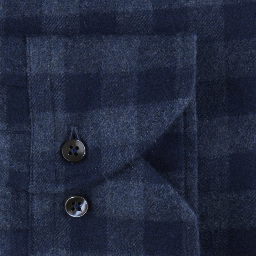 - Checked Flannel Shirt - Navy