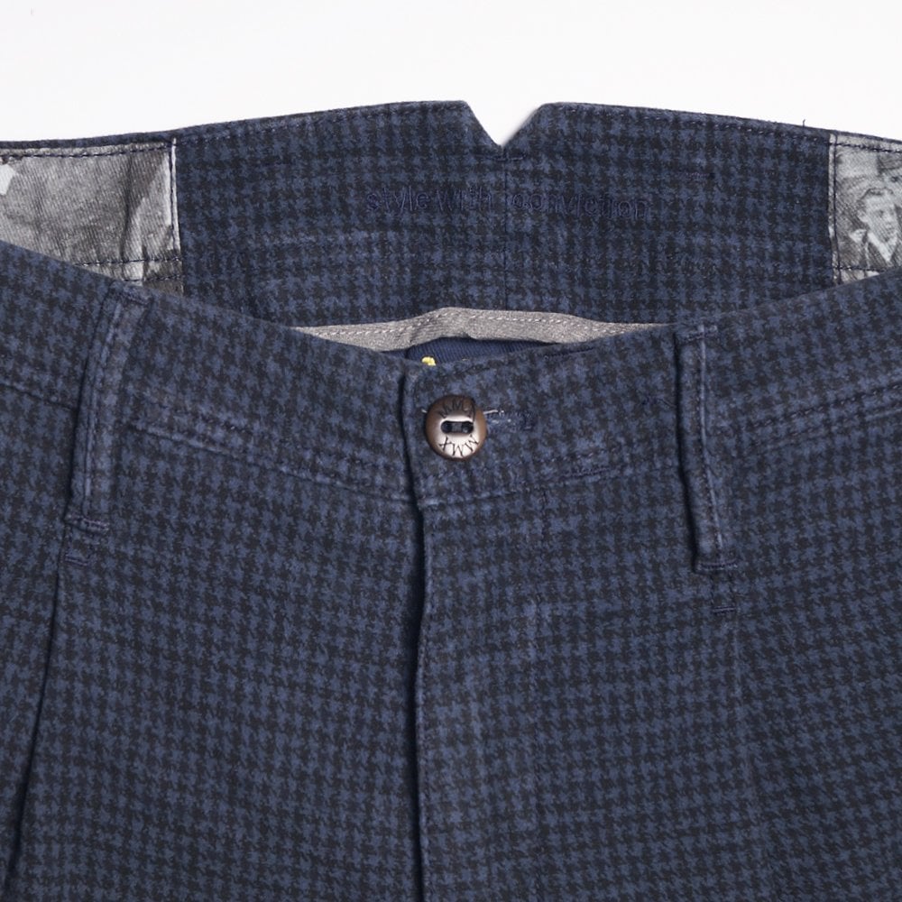 Leo - Super Slim Dogtooth Chinos - Navy