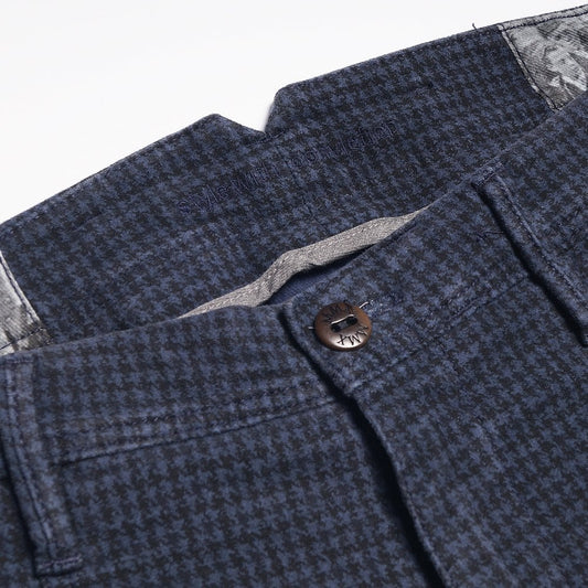 Leo - Super Slim Dogtooth Chinos - Navy