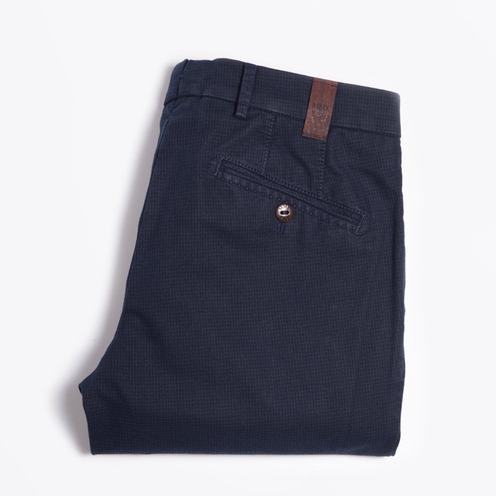 - Lupus - Fine Check Chinos - Navy