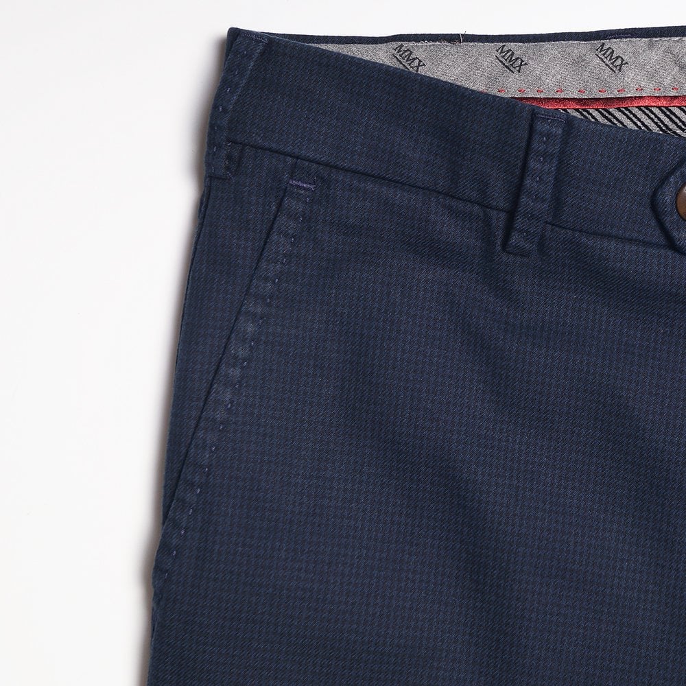 - Lupus - Fine Check Chinos - Navy