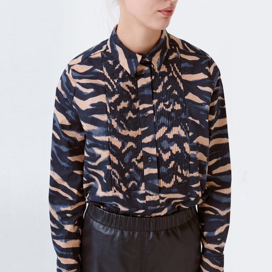 - Rama - Animal Print Shirt - Black/Beige