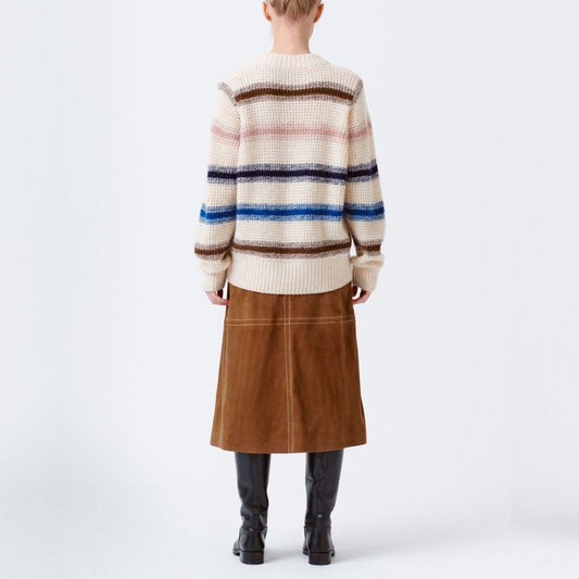 - Rana - Multi-Stripe Knit Sweater - Cream/Multi