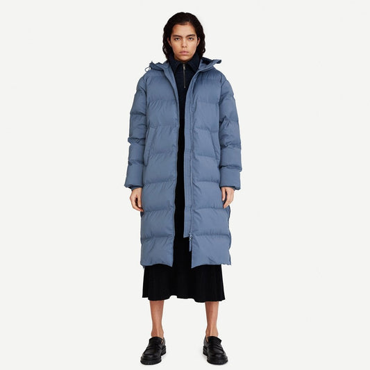 Long Quilted Coat - Blue