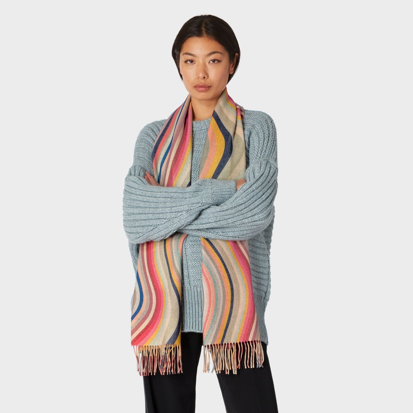 - Double-Sided Wool 'Swirl' Scarf - Multi