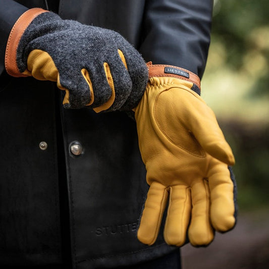 - Deerskin Wool Tricot Gloves - Yellow