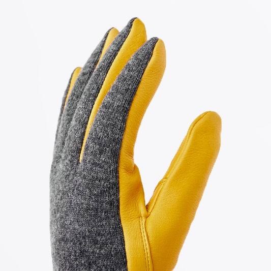 - Deerskin Wool Tricot Gloves - Yellow