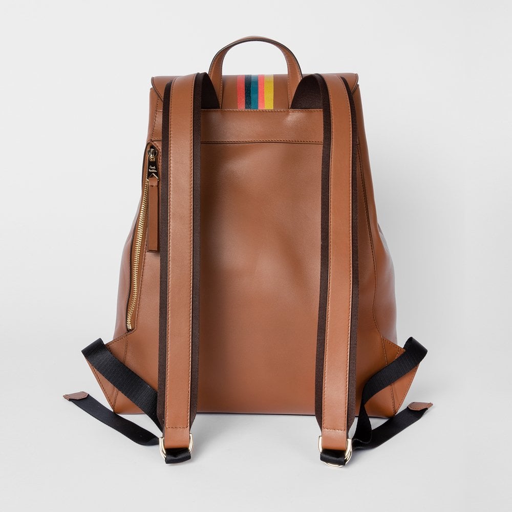 Leather 'Painted Stripe' Backpack - Tan