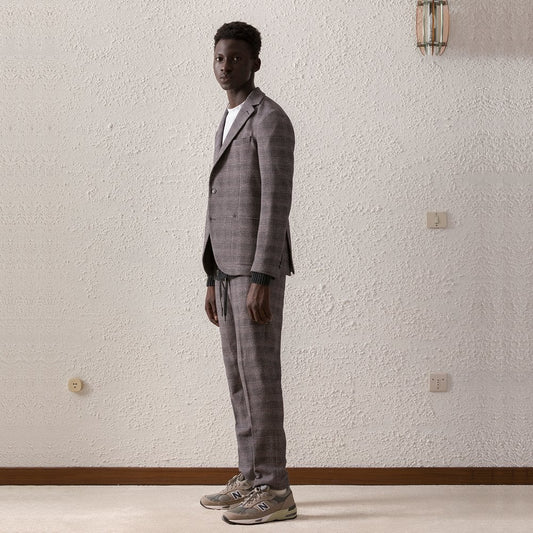 - Check Joggers - Grey