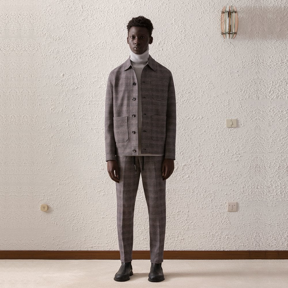 - Check Work Jacket - Grey