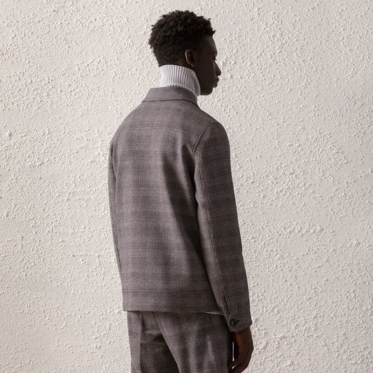 - Check Work Jacket - Grey