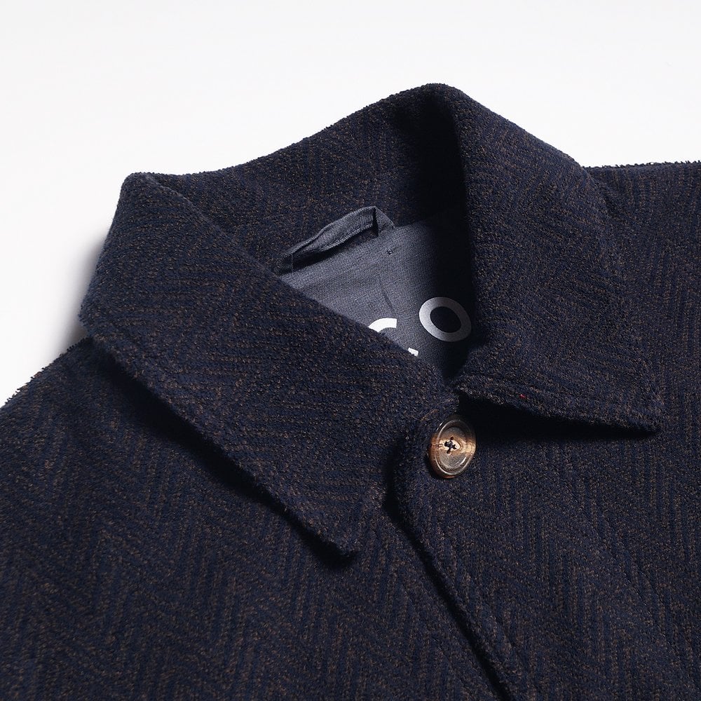 - Cotton Herringbone Work Jacket - Navy