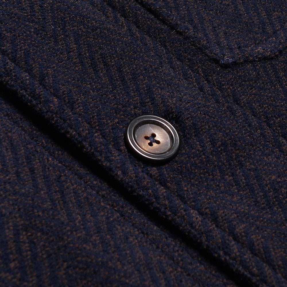 - Cotton Herringbone Work Jacket - Navy