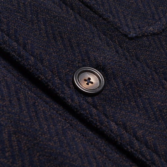 - Cotton Herringbone Work Jacket - Navy