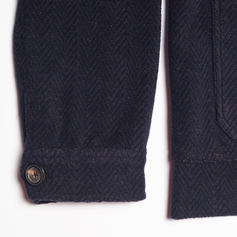 - Cotton Herringbone Work Jacket - Navy