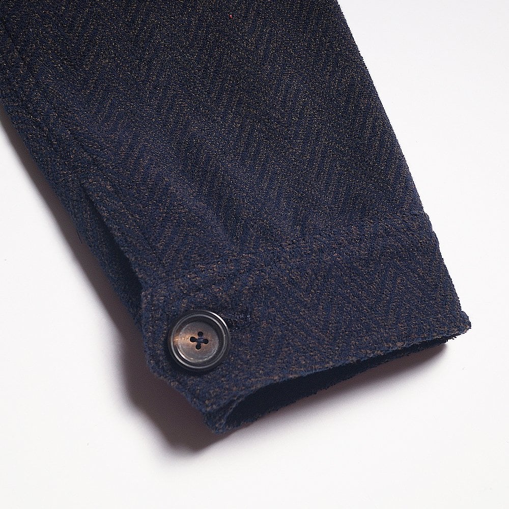 - Cotton Herringbone Work Jacket - Navy