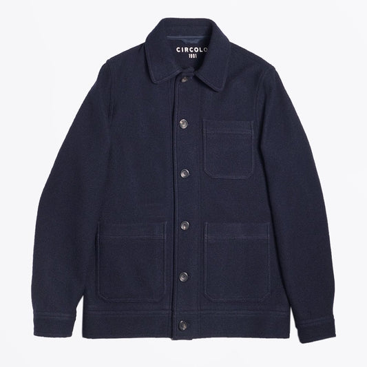 - Boiled Wool Work Jacket - Navy