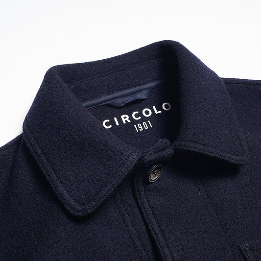 - Boiled Wool Work Jacket - Navy