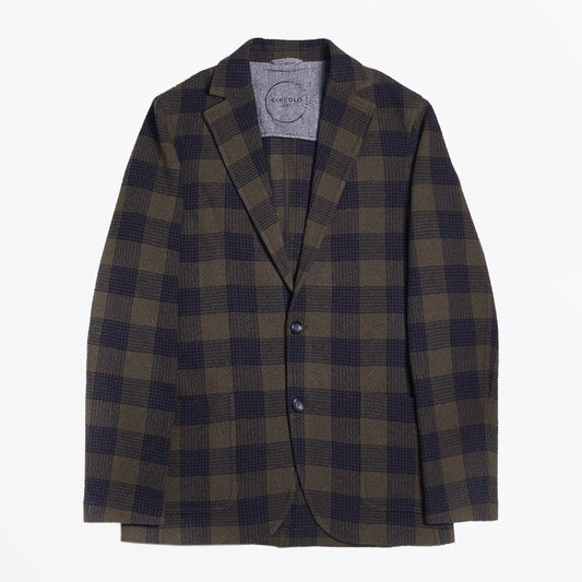 - Seersucker Check Blazer - Green/Navy
