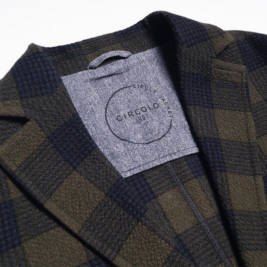 - Seersucker Check Blazer - Green/Navy