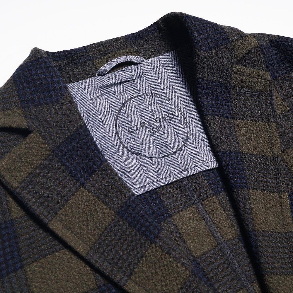 - Seersucker Check Blazer - Green/Navy