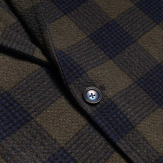 - Seersucker Check Blazer - Green/Navy
