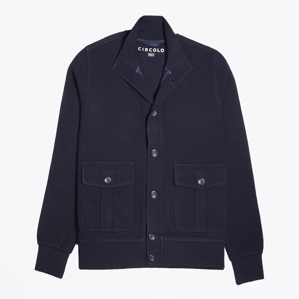 Circolo Knitted Button Jacket - Navy