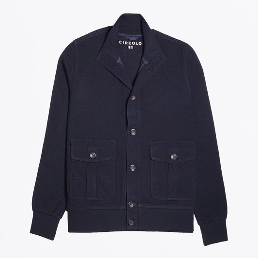 Knitted Button Jacket - Navy