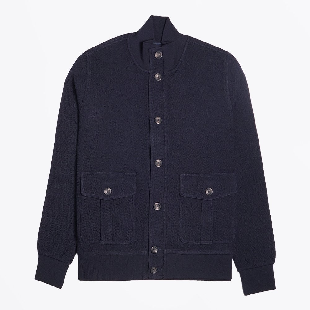 Circolo Knitted Button Jacket - Navy