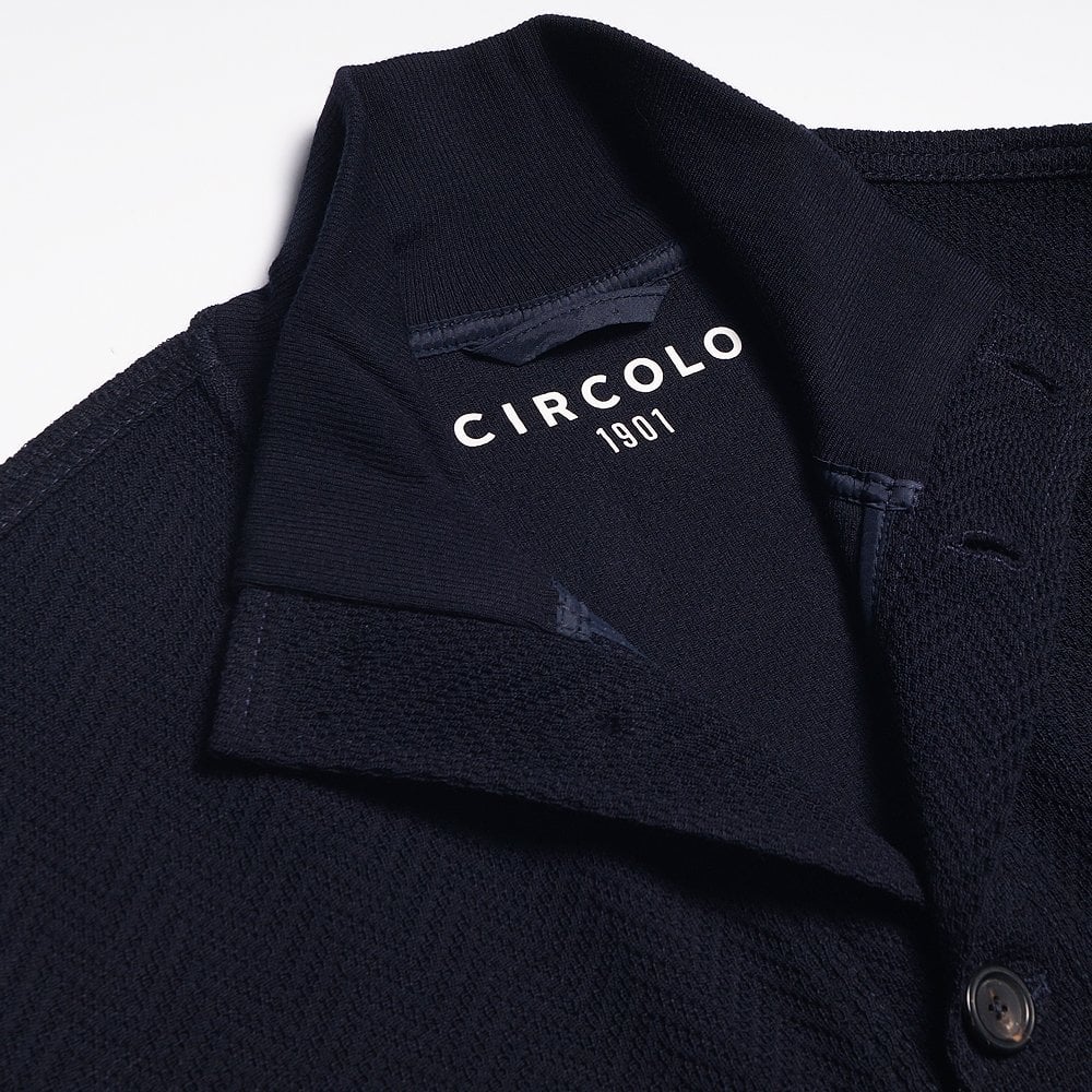 Knitted Button Jacket - Navy