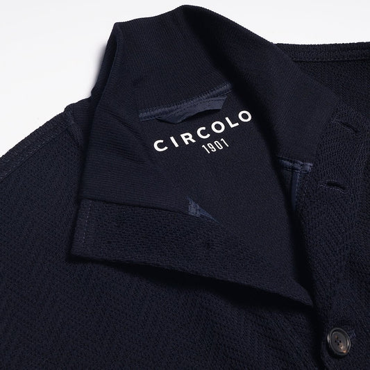 Knitted Button Jacket - Navy
