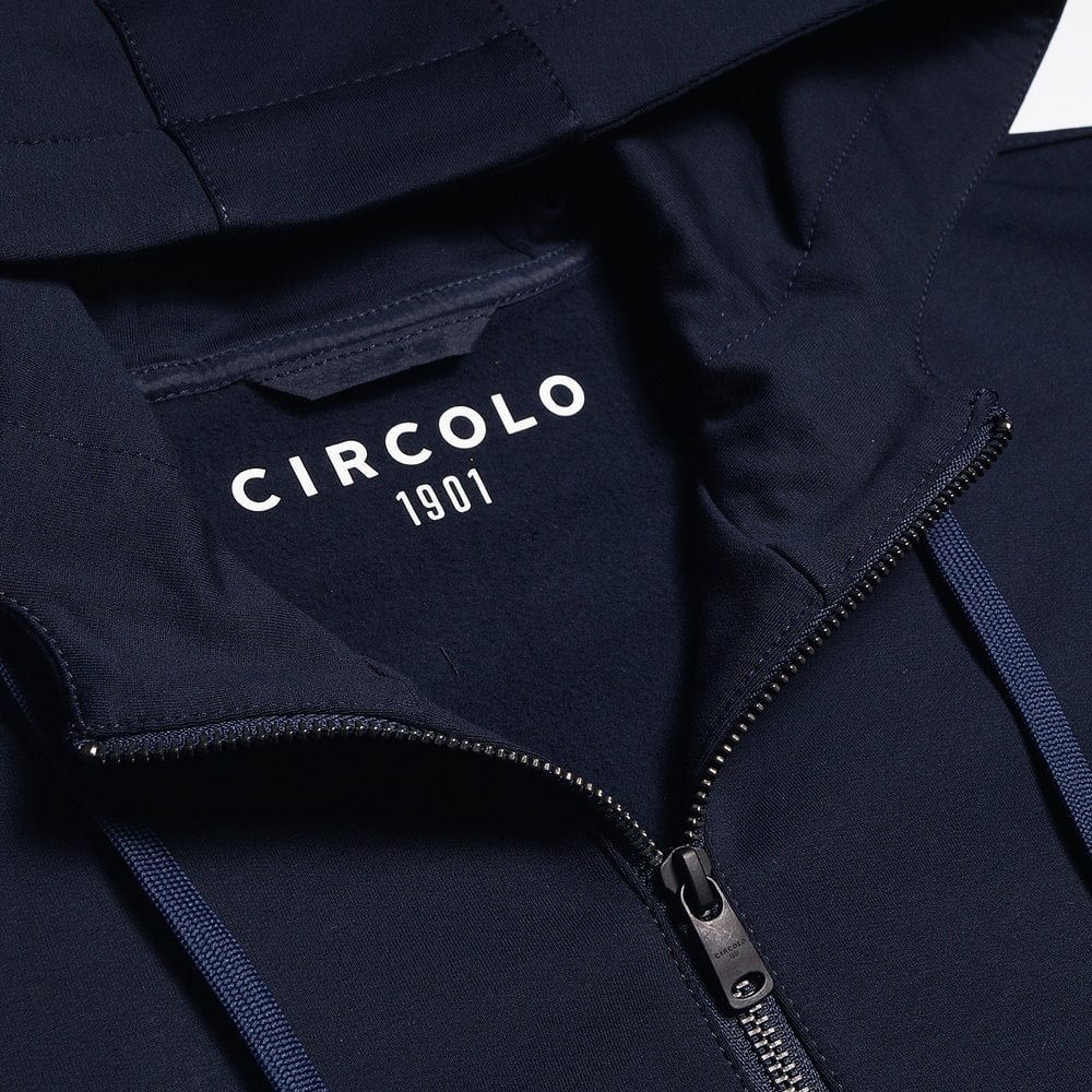 Circolo Hooded Zip Sweater - Navy/Blue