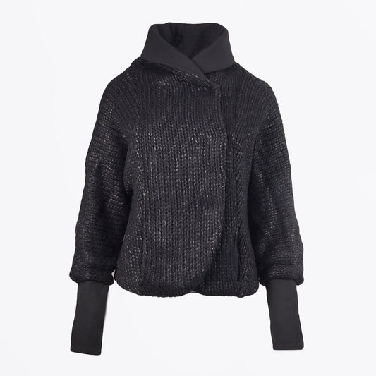 - Chunky Knit Cardi Jacket - Black
