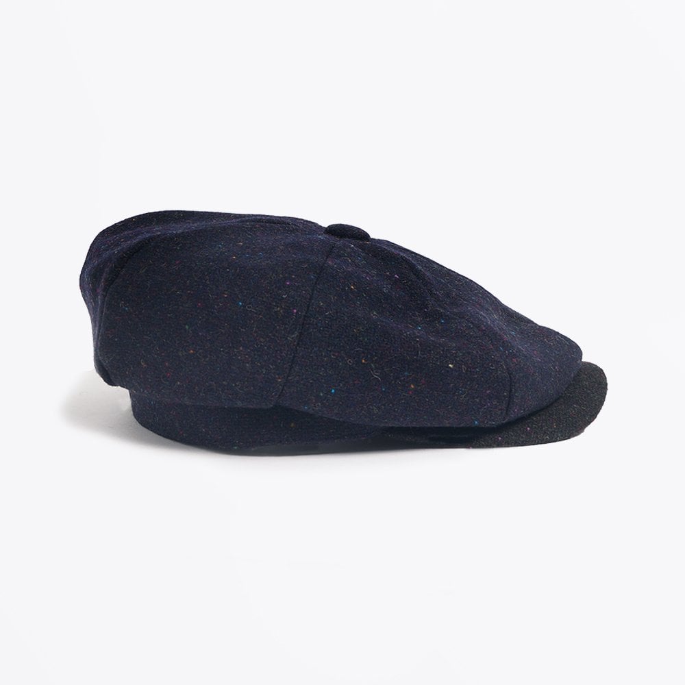 Paul Flecked Wool Flat Cap - Navy