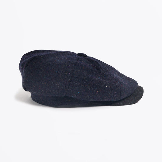 Flecked Wool Flat Cap - Navy