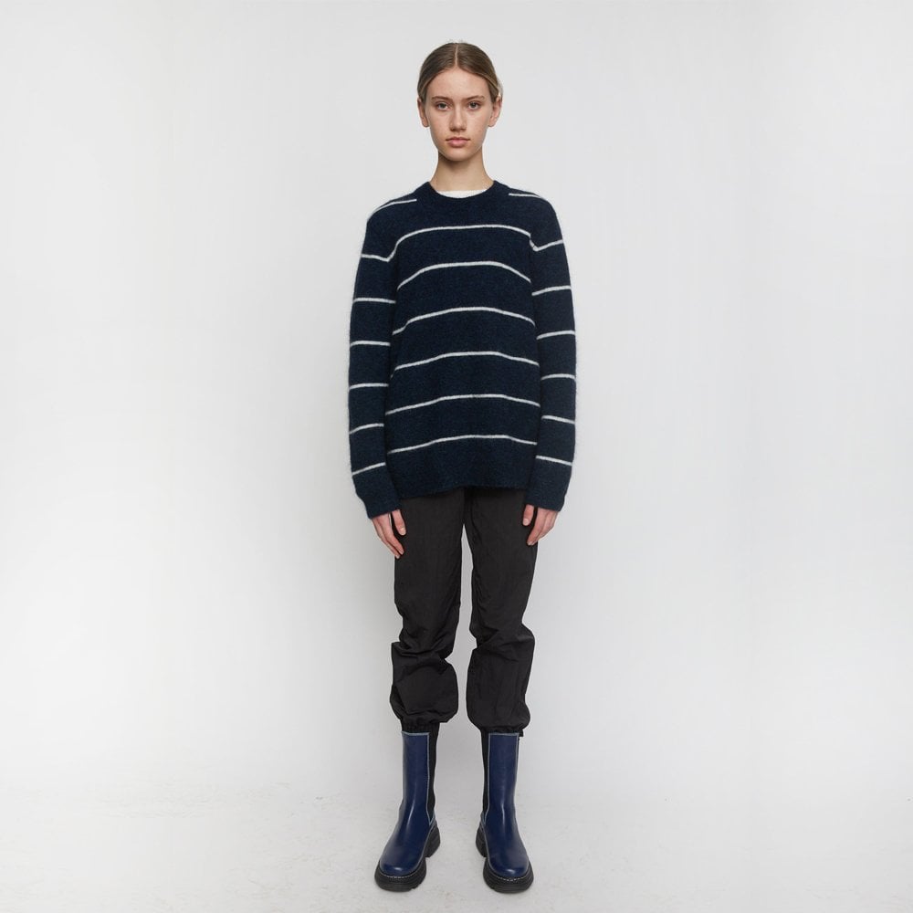 - Stripe Knit Pullover - Navy