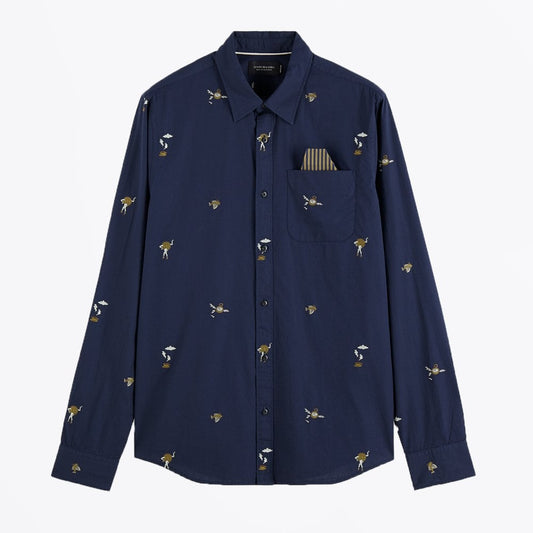 - Patterned Shirt - Navy