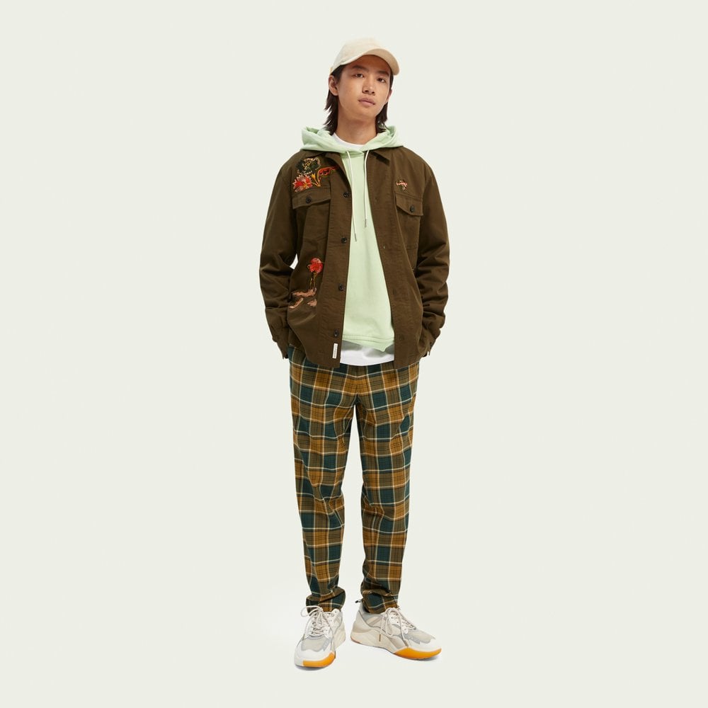 - Embroidered Worker Shirt - Khaki Green