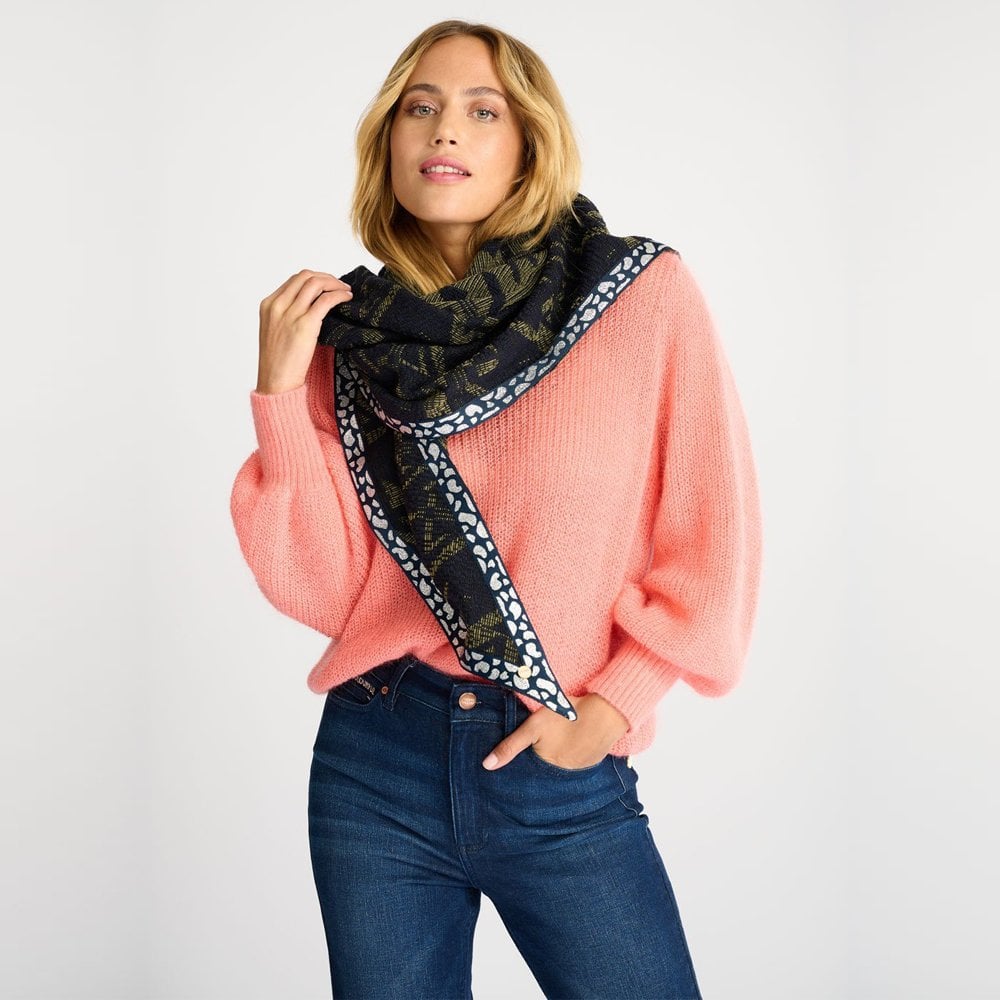 Pom Geometric Print Shawl - Green