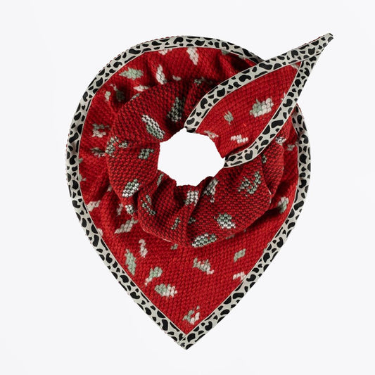 Leopard Print Shawl - Red