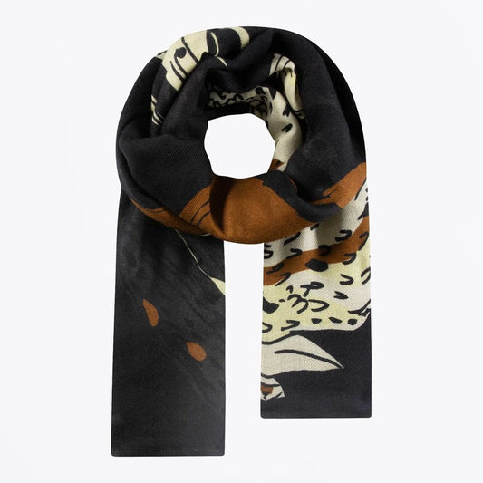 - Paradise Birds Print Shawl - Black/Multi