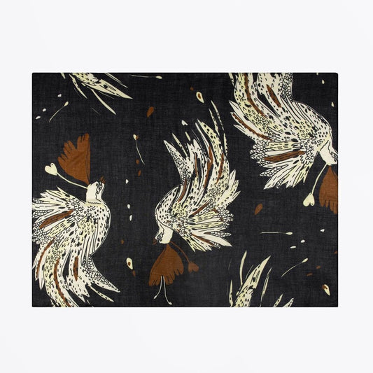 - Paradise Birds Print Shawl - Black/Multi