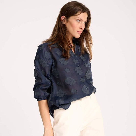 Floating Clouds Blouse - Navy